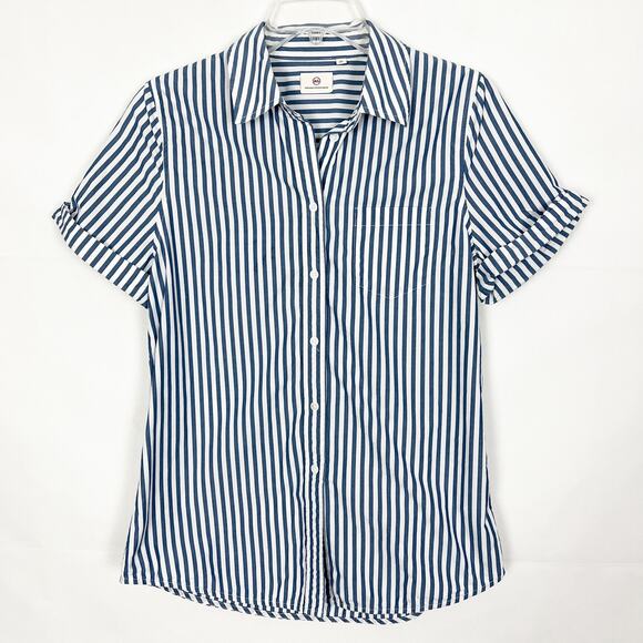Adriano Goldschmied Button Down Striped Blue Shirt Size M Workwear Casual - Picture 1 of 9